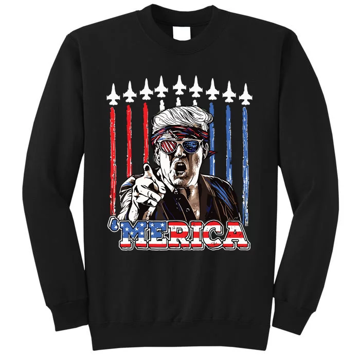 Merica Trump Happy 4th Of July Trump American Flag Sweatshirt