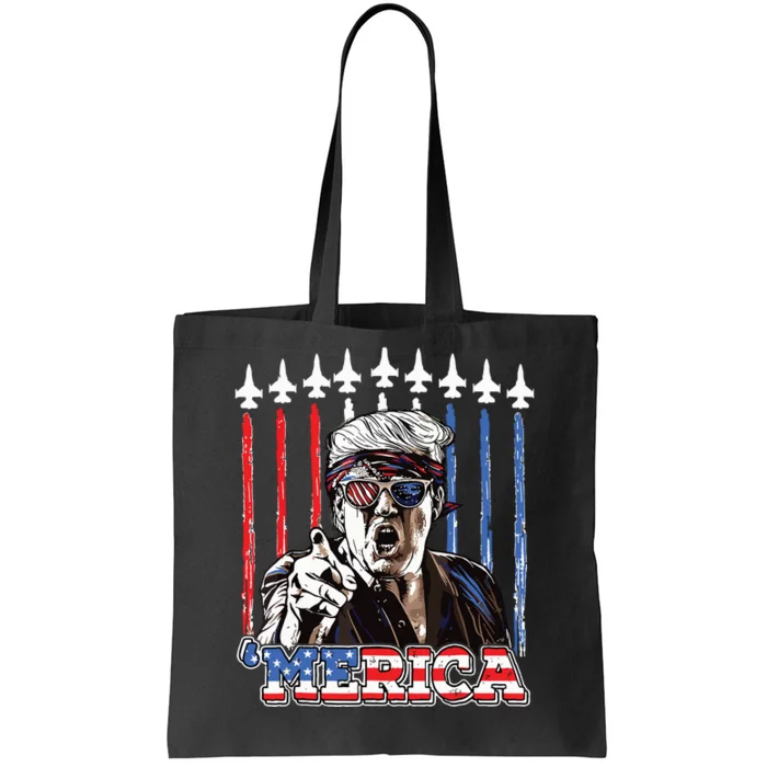 Merica Trump Happy 4th Of July Trump American Flag Tote Bag