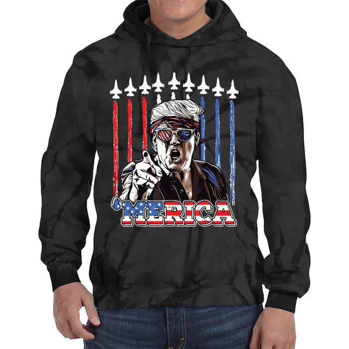 Merica Trump Happy 4th Of July Trump American Flag Tie Dye Hoodie