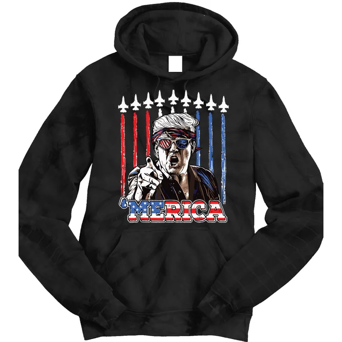 Merica Trump Happy 4th Of July Trump American Flag Tie Dye Hoodie