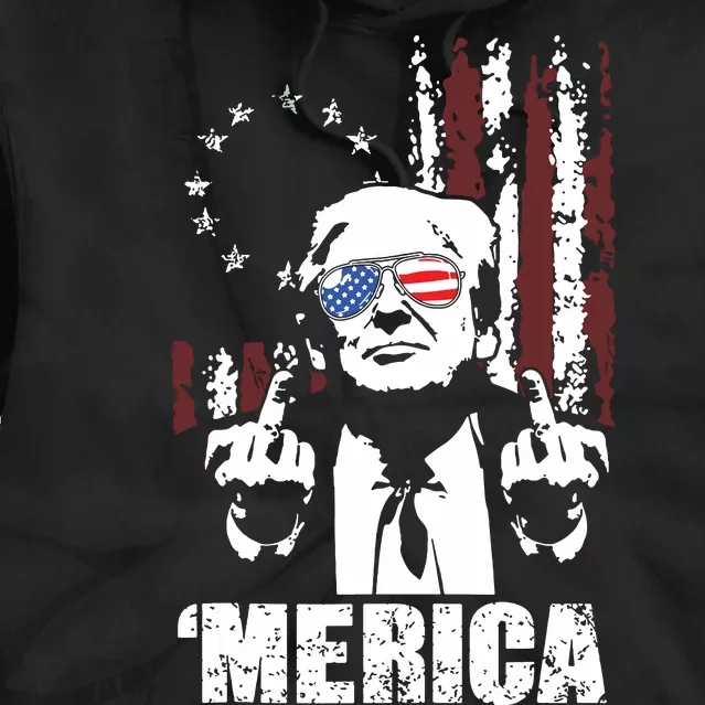 Merica Trump Happy 4th Of July Trump American Flag Tie Dye Hoodie