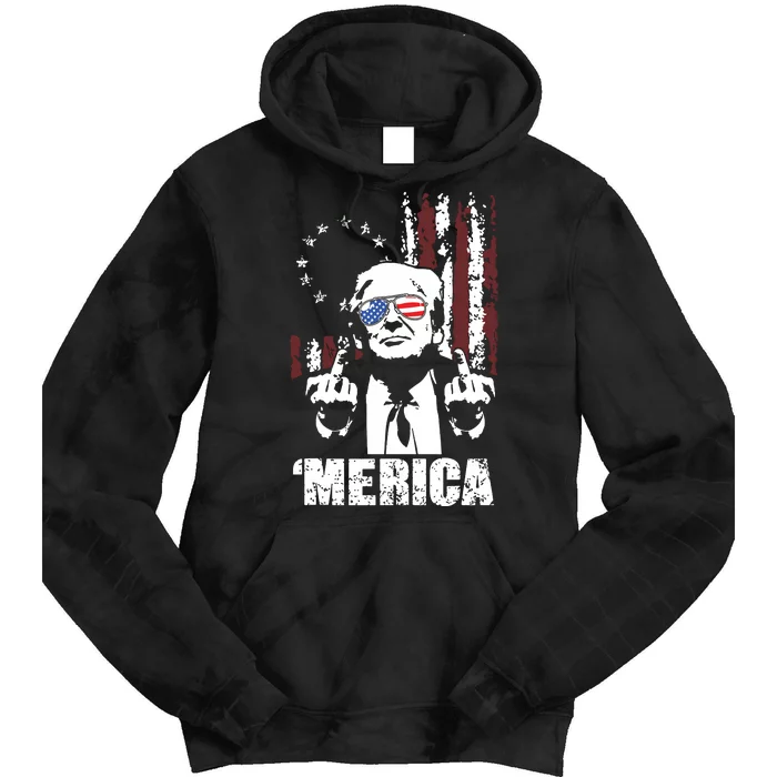 Merica Trump Happy 4th Of July Trump American Flag Tie Dye Hoodie