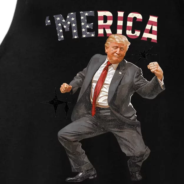 Merica Trump Happy 4th Of July Trump American Flag Gifts Ladies Tri-Blend Wicking Tank