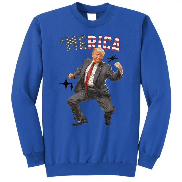 Merica Trump Happy 4th Of July Trump American Flag Gifts Tall Sweatshirt