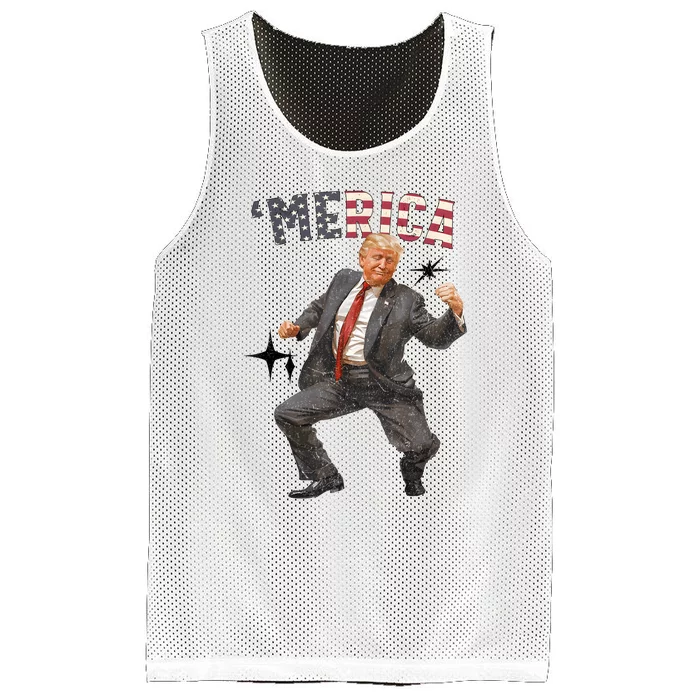 Merica Trump Happy 4th Of July Trump American Flag Gifts Mesh Reversible Basketball Jersey Tank