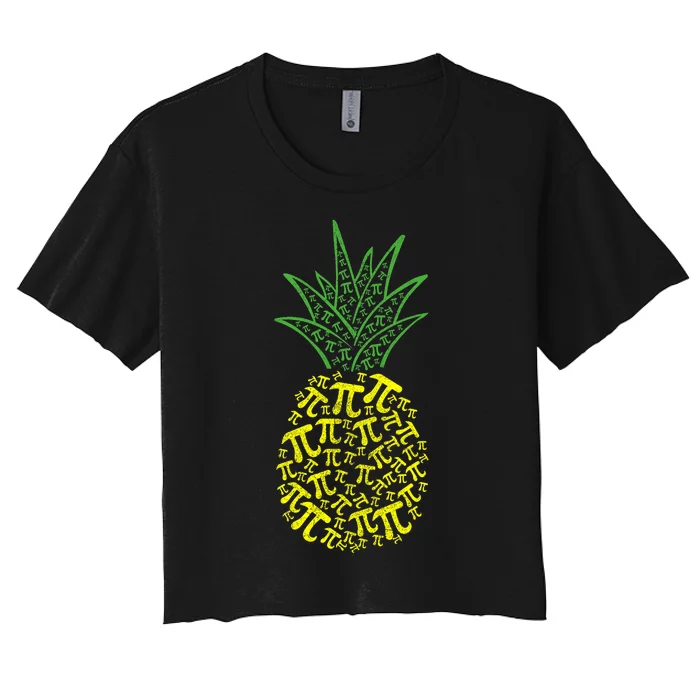 Math Teacher Hawaiian  Funny Pineapple Apparel Pi Day Women's Crop Top Tee