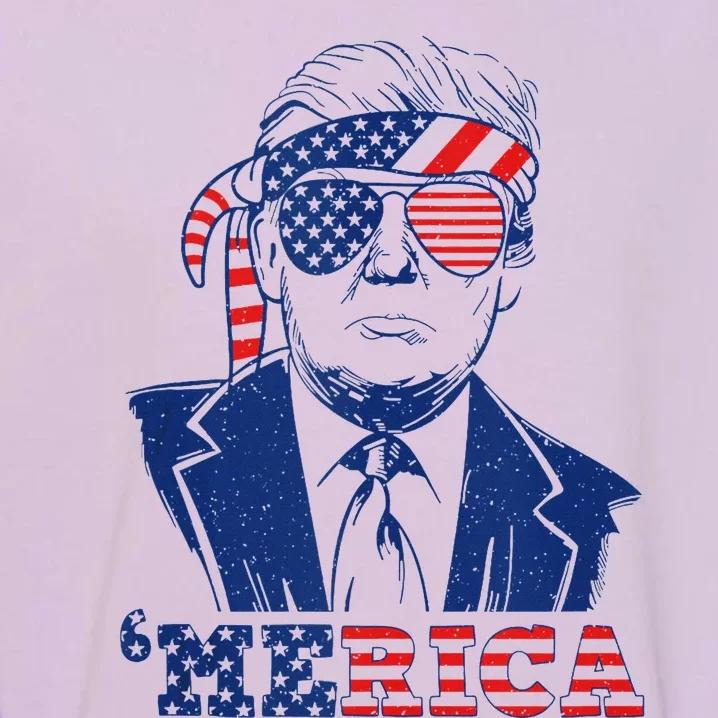 Merica Trump Happy 4th Of July Trump American Flag Funny Tank Top Garment-Dyed Sweatshirt