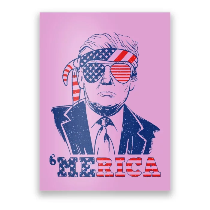 Merica Trump Happy 4th Of July Trump American Flag Funny Tank Top Poster