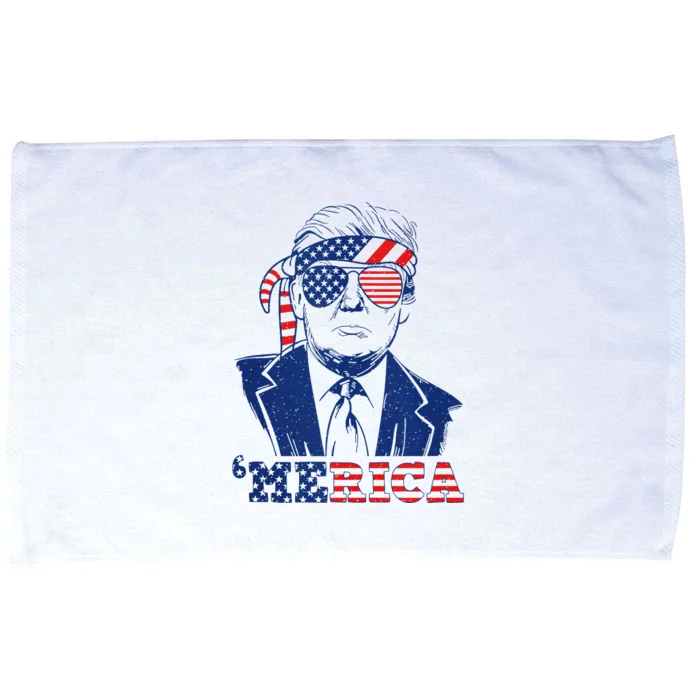 Merica Trump Happy 4th Of July Trump American Flag Funny Tank Top Microfiber Hand Towel