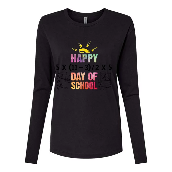 Math Teacher Happy 100th Day Of School Equations Gift Womens Cotton Relaxed Long Sleeve T-Shirt