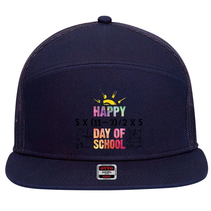 Math Teacher Happy 100th Day Of School Equations Gift 7 Panel Mesh Trucker Snapback Hat