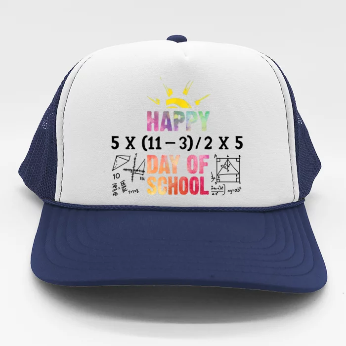 Math Teacher Happy 100th Day Of School Equations Gift Trucker Hat