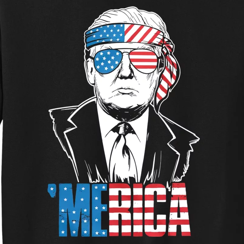 Merica Trump Happy 4th Of July Trump American Flag Sweatshirt