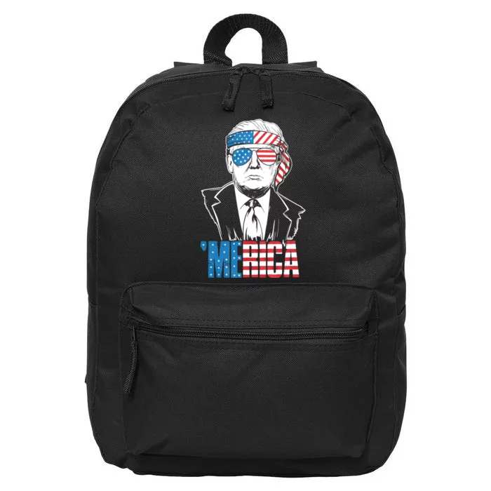 Merica Trump Happy 4th Of July Trump American Flag 16 in Basic Backpack