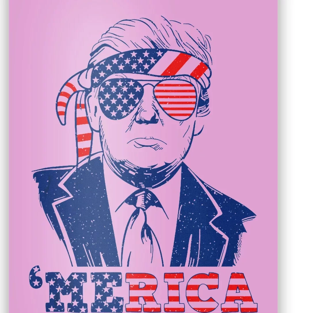 Merica Trump Happy 4th Of July Trump American Flag Funny Tank Top Poster