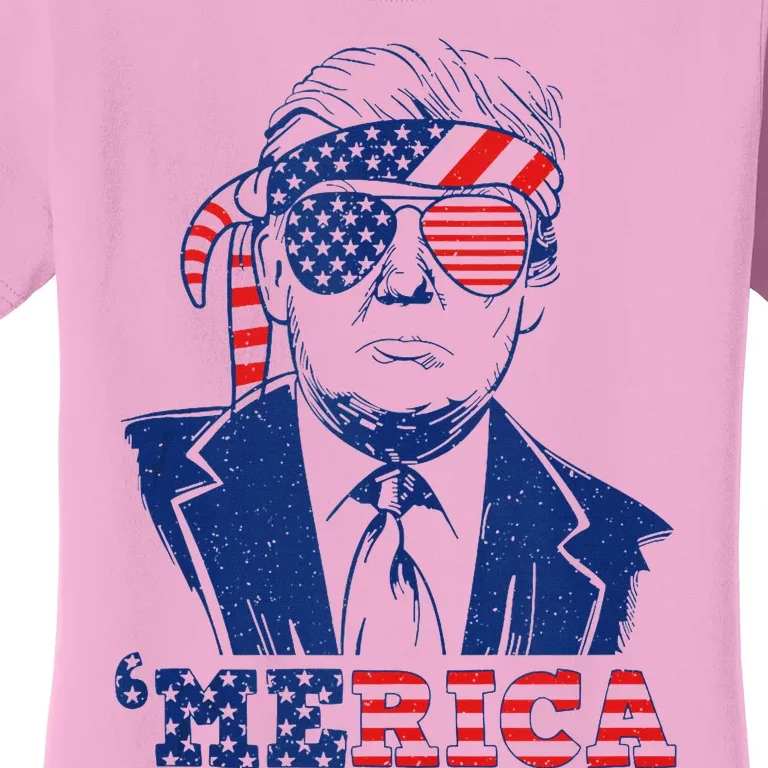 Merica Trump Happy 4th Of July Trump American Flag Funny Tank Top Women's T-Shirt