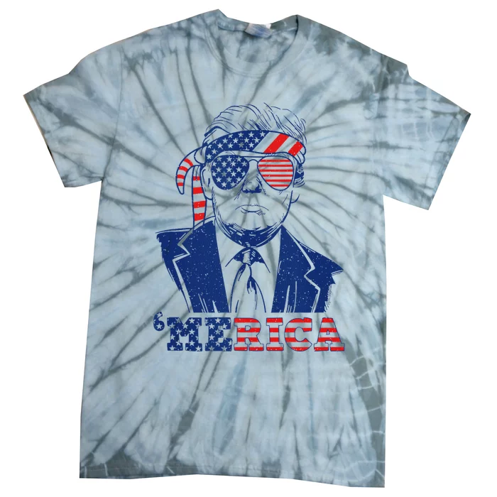 Merica Trump Happy 4th Of July Trump American Flag Funny Tank Top Tie-Dye T-Shirt