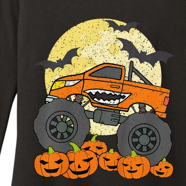 Monster Truck Halloween Jack O Lantern Moon Pumpkin Gift Womens CVC Long Sleeve Shirt