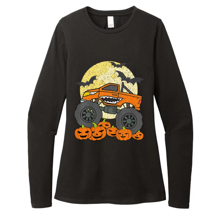 Monster Truck Halloween Jack O Lantern Moon Pumpkin Gift Womens CVC Long Sleeve Shirt