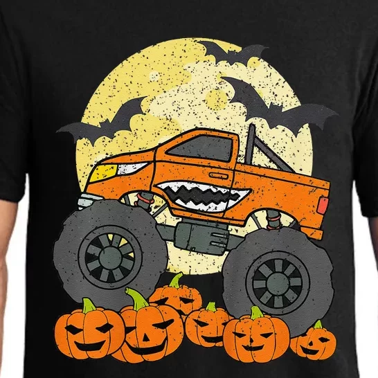 Monster Truck Halloween Jack O Lantern Moon Pumpkin Gift Pajama Set