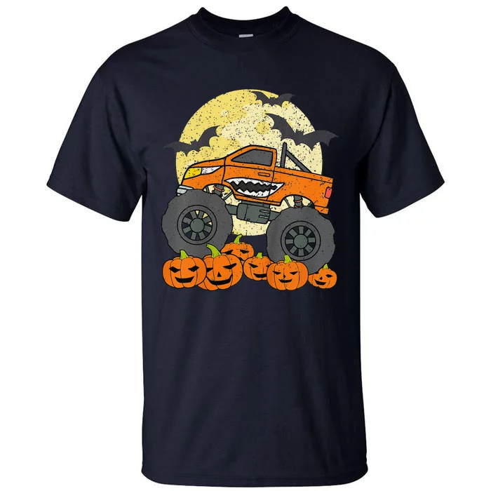 Monster Truck Halloween Jack O Lantern Moon Pumpkin Gift Tall T-Shirt