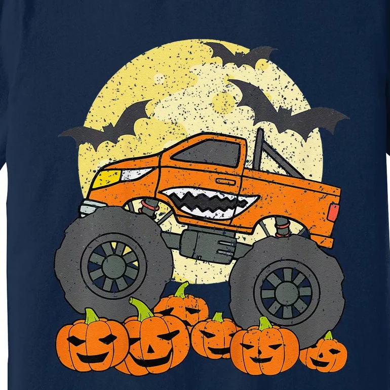 Monster Truck Halloween Jack O Lantern Moon Pumpkin Gift Premium T-Shirt