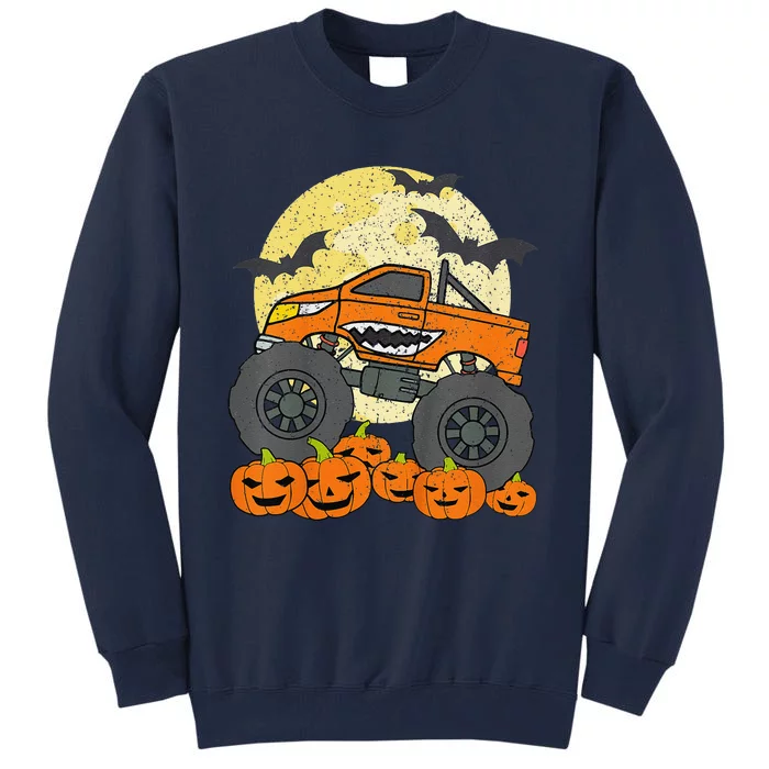 Monster Truck Halloween Jack O Lantern Moon Pumpkin Gift Tall Sweatshirt