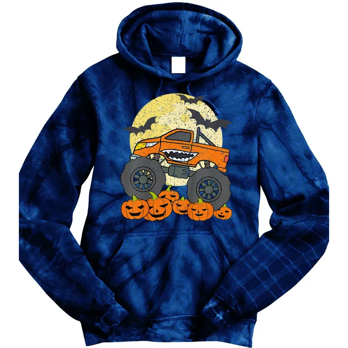 Monster Truck Halloween Jack O Lantern Moon Pumpkin Gift Tie Dye Hoodie