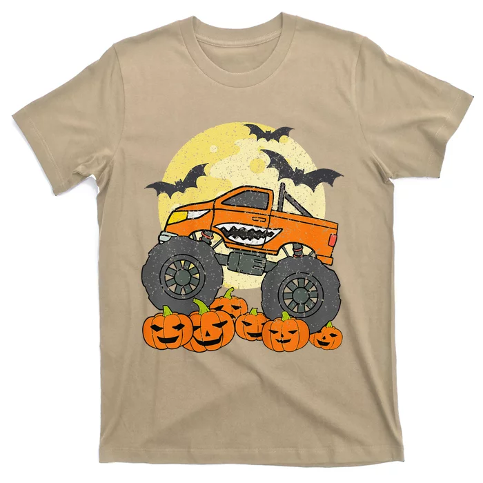 Monster Truck Halloween Jack O Lantern Moon Pumpkin Gift T-Shirt