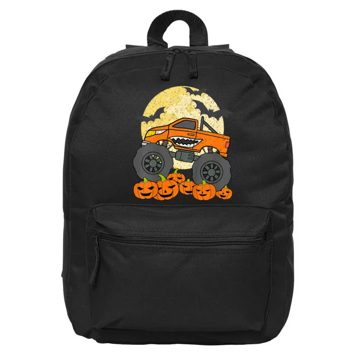 Monster Truck Halloween Jack O Lantern Moon Pumpkin 16 in Basic Backpack