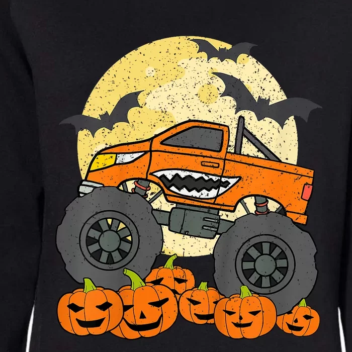 Monster Truck Halloween Jack O Lantern Moon Pumpkin Womens California Wash Sweatshirt