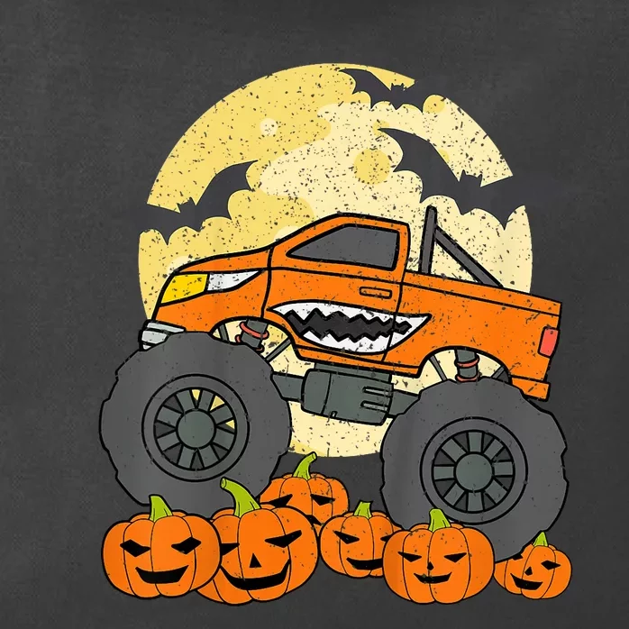 Monster Truck Halloween Jack O Lantern Moon Pumpkin Zip Tote Bag