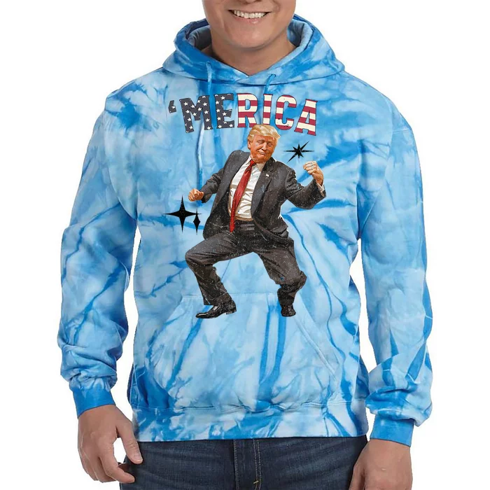 Merica Trump Happy 4th Of July Trump American Flag Tie Dye Hoodie