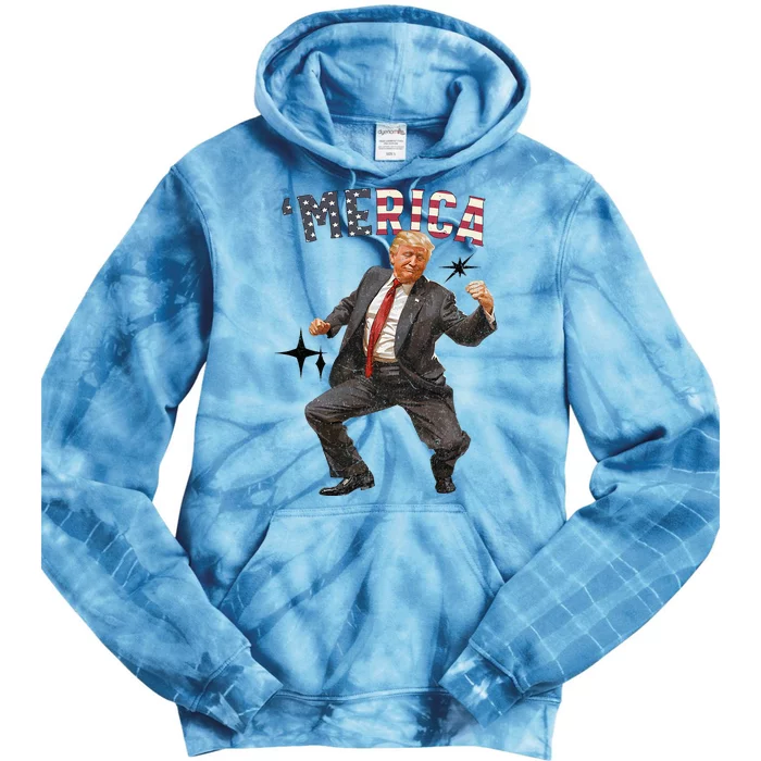 Merica Trump Happy 4th Of July Trump American Flag Tie Dye Hoodie