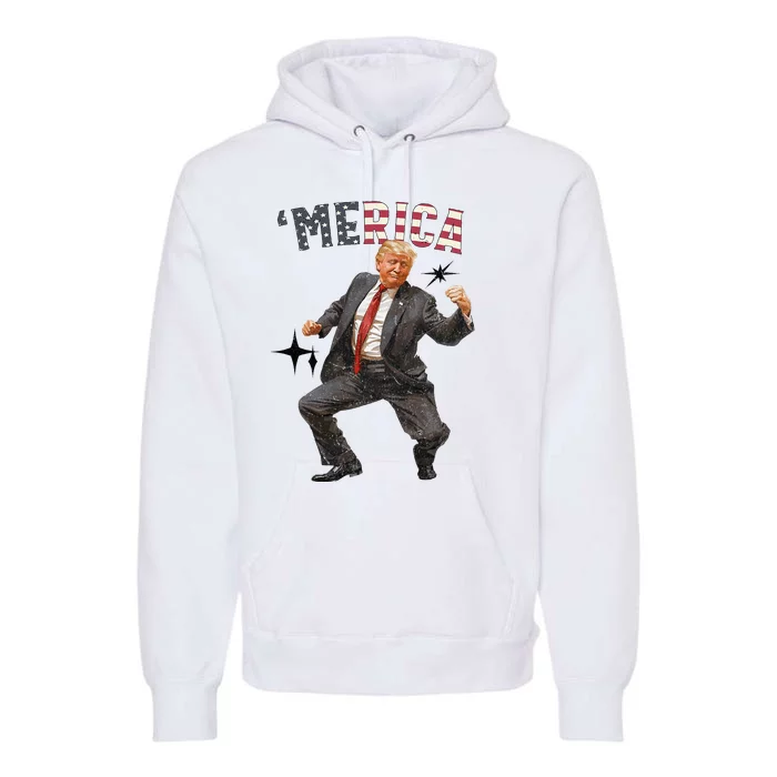 Merica Trump Happy 4th Of July Trump American Flag Premium Hoodie