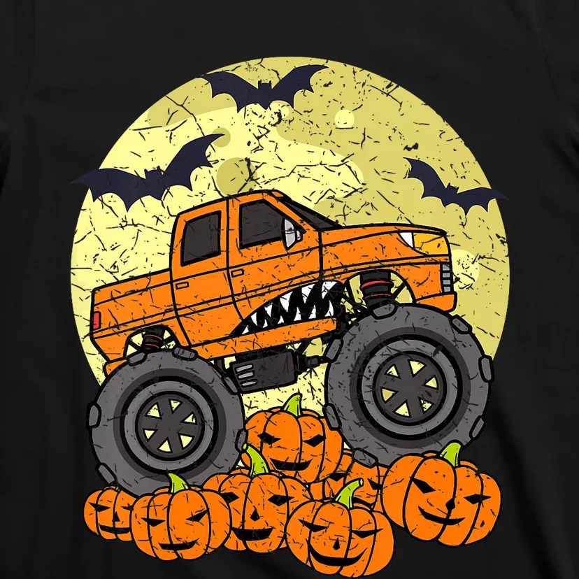 Monster Truck Halloween Jack O Lantern Moon Pumpkin T-Shirt