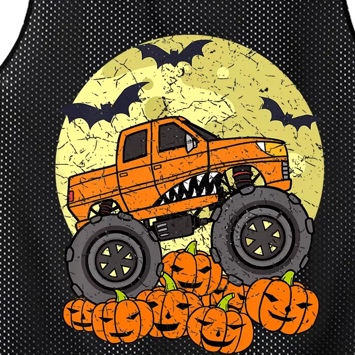 Monster Truck Halloween Jack O Lantern Moon Pumpkin Mesh Reversible Basketball Jersey Tank