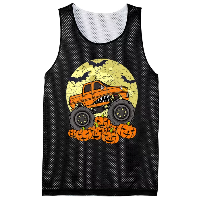 Monster Truck Halloween Jack O Lantern Moon Pumpkin Mesh Reversible Basketball Jersey Tank