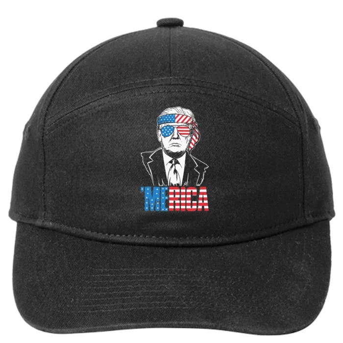 Merica Trump Happy 4th Of July Trump American Flag 7-Panel Snapback Hat