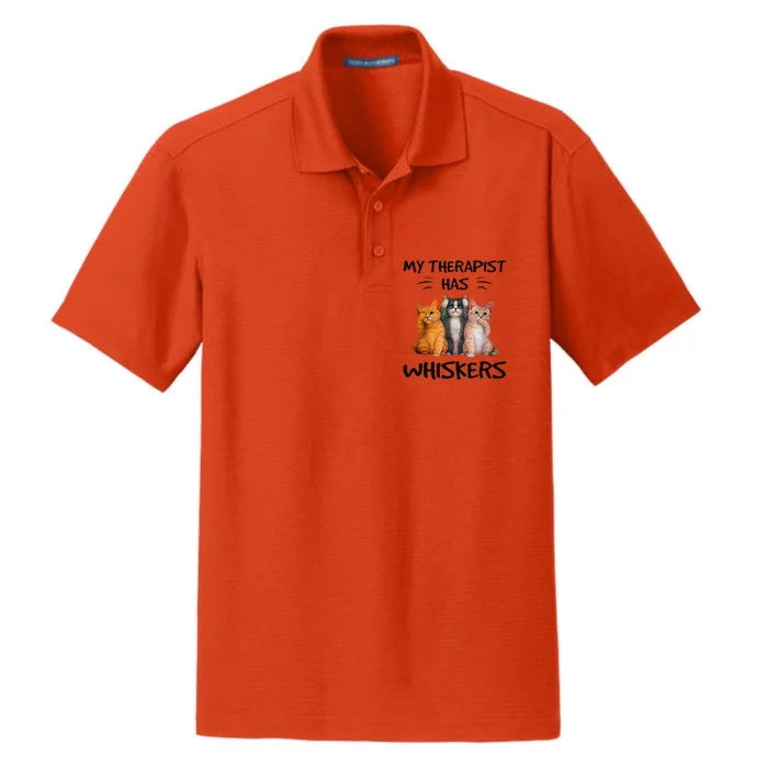 My Therapist Has Whiskers Funny Cat Lovers Dry Zone Grid Performance Polo