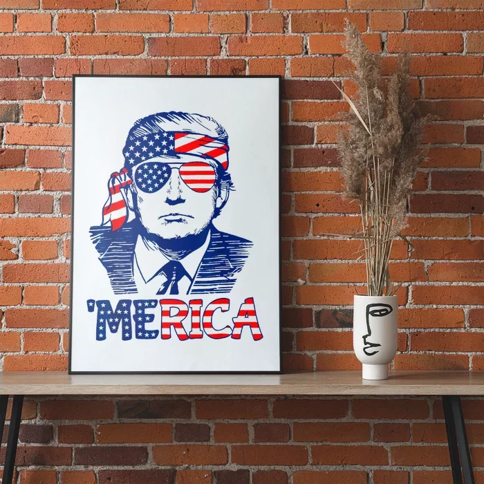 Merica Trump Happy Trump American Flag Fun Poster