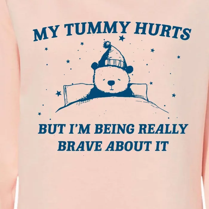 My Tummy Hurts Funny Bear Retro Cartoon Meme Old Cartoon Womens California Wash Sweatshirt