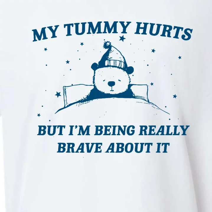 My Tummy Hurts Funny Bear Retro Cartoon Meme Old Cartoon Sueded Cloud Jersey T-Shirt