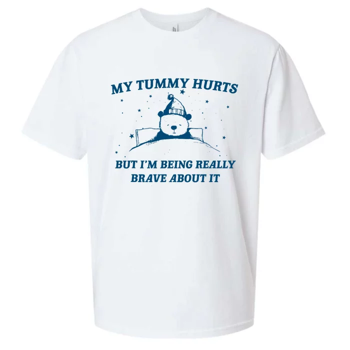 My Tummy Hurts Funny Bear Retro Cartoon Meme Old Cartoon Sueded Cloud Jersey T-Shirt