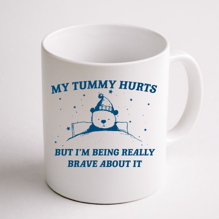 My Tummy Hurts Funny Bear Retro Cartoon Meme Old Cartoon Front & Back Coffee Mug