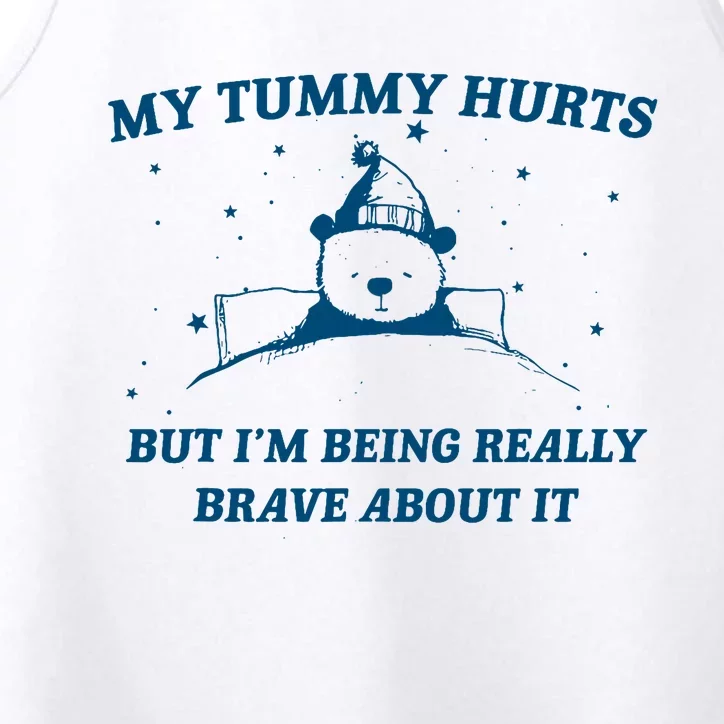 My Tummy Hurts Funny Bear Retro Cartoon Meme Old Cartoon Performance Tank