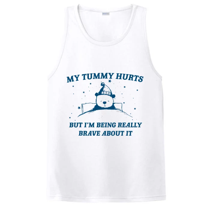 My Tummy Hurts Funny Bear Retro Cartoon Meme Old Cartoon Performance Tank