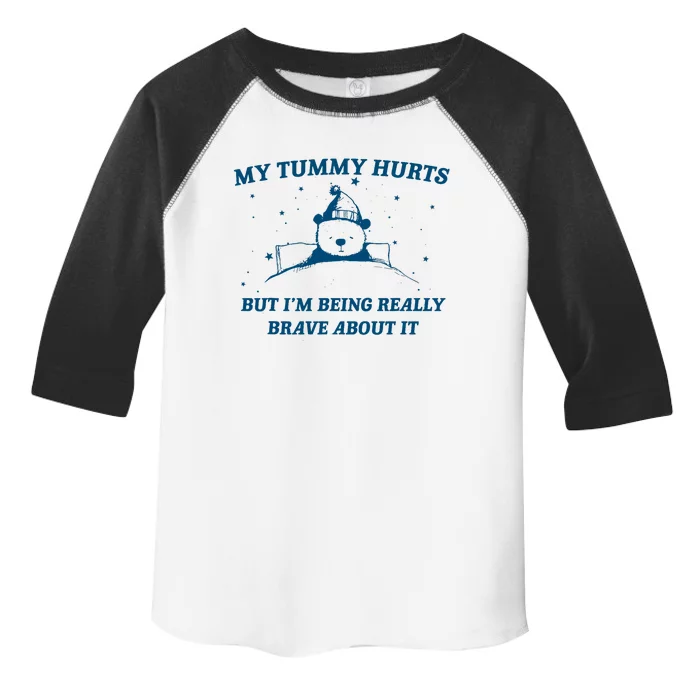 My Tummy Hurts Funny Bear Retro Cartoon Meme Old Cartoon Toddler Fine Jersey T-Shirt