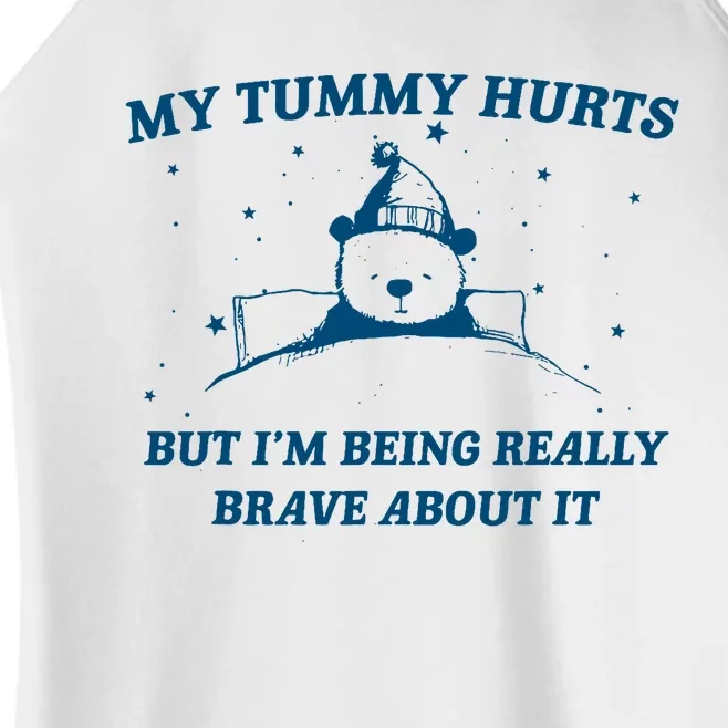 My Tummy Hurts Funny Bear Retro Cartoon Meme Old Cartoon Women’s Perfect Tri Rocker Tank