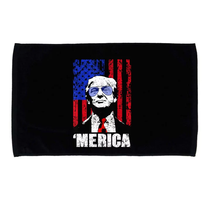 Merica Trump Happy 4th Of July Trump American Flag Gifts Microfiber Hand Towel